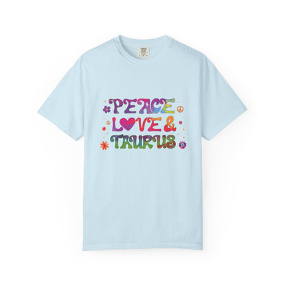Peace Love & Taurus – Earthy Retro Zodiac Tee