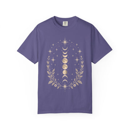 Vintage Celestial Crescent Moon and Stars T-Shirt