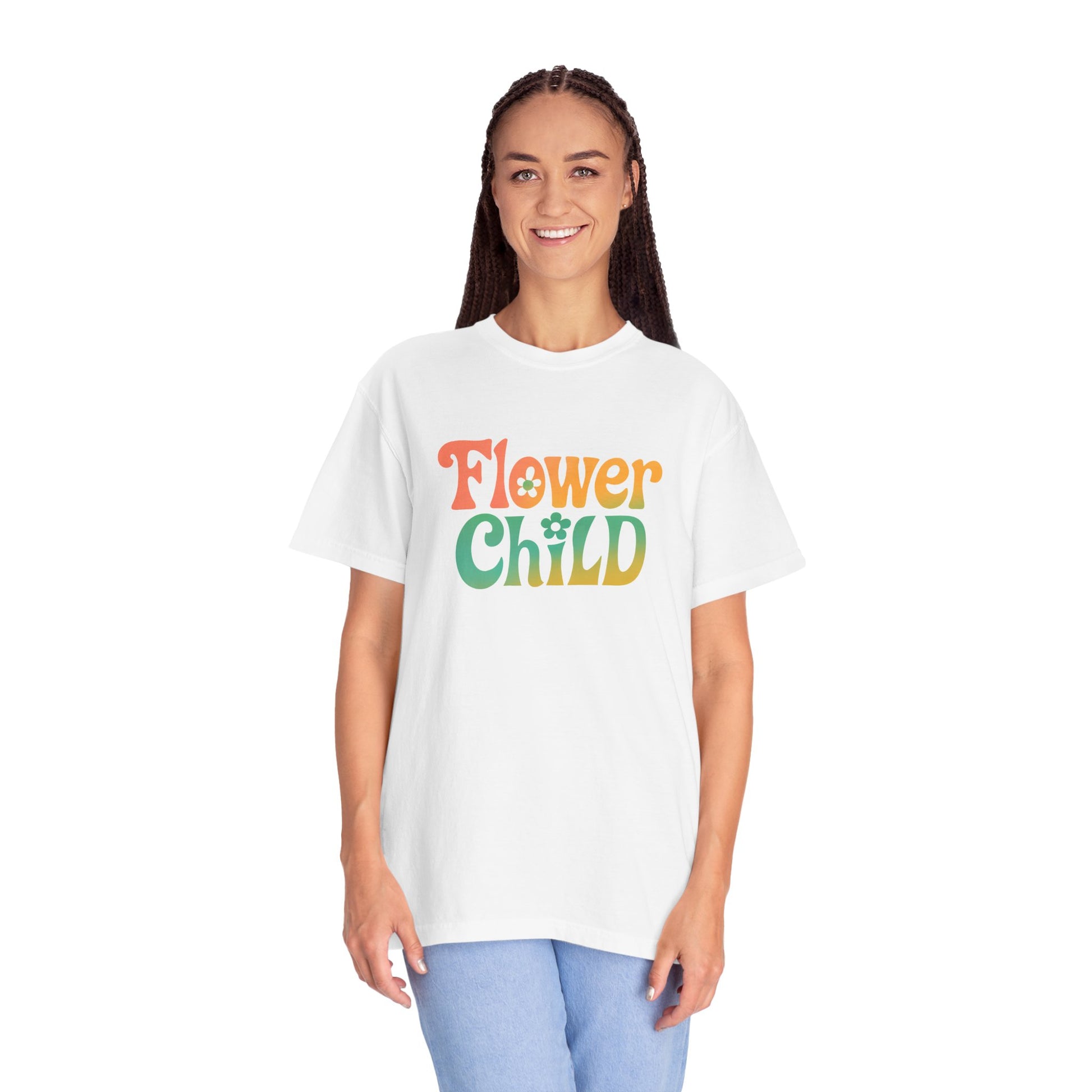 Flower Child Retro Colorful Tee – Groovy 70s Comfort Colors Shirt