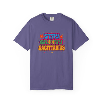 Stay Groovy Sagittarius – Retro Flower Power Zodiac Shirt