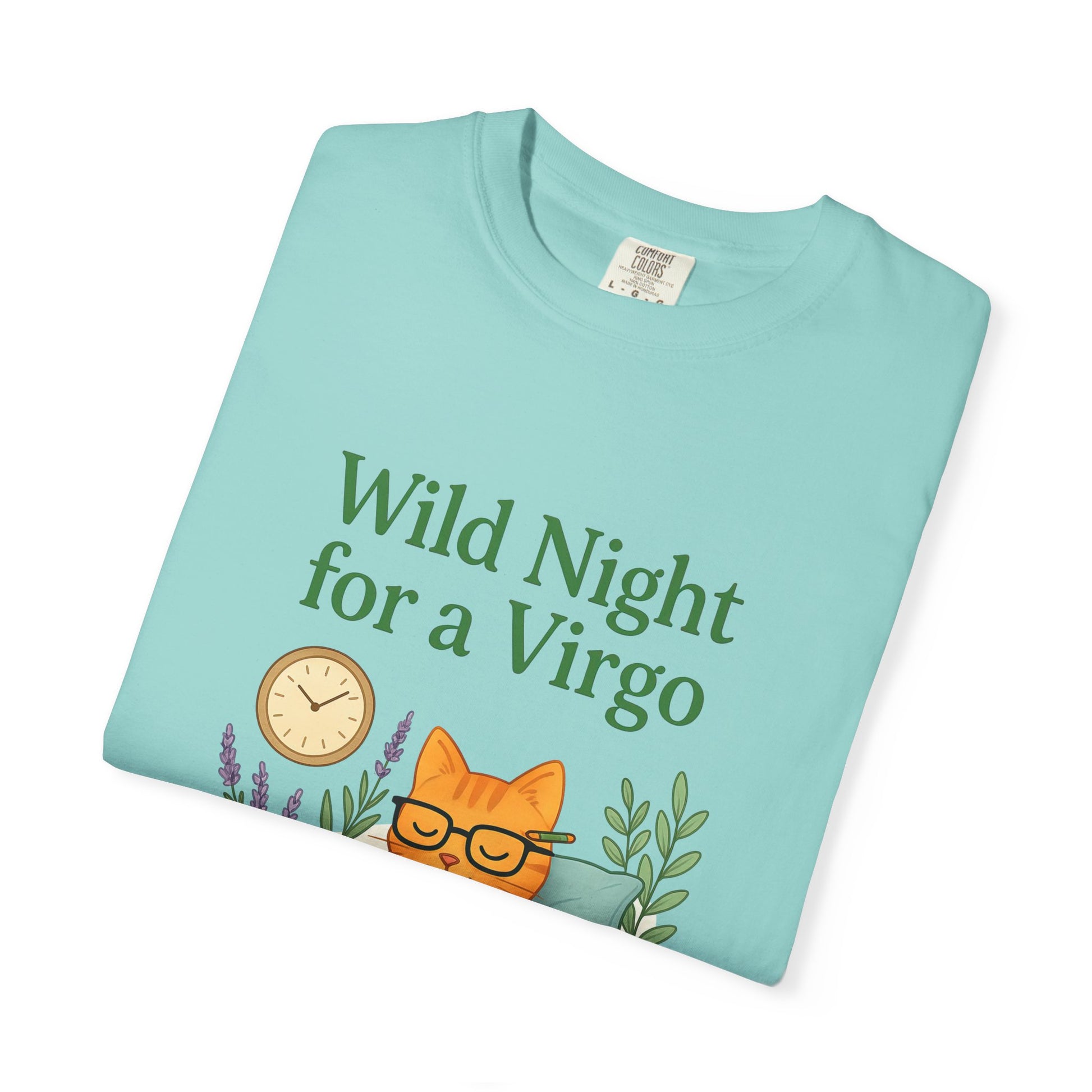 Wild Night for a Virgo – Cozy Cat Tee for Bookish Earth Signs