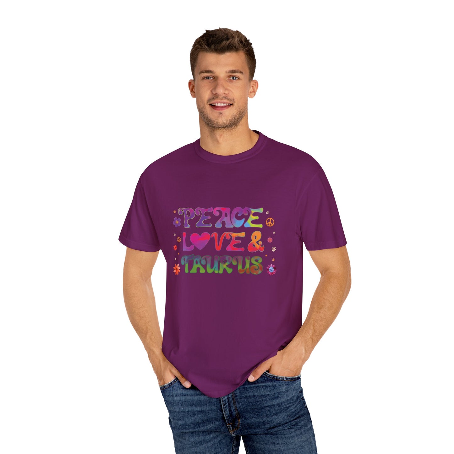 Peace Love & Taurus – Earthy Retro Zodiac Tee