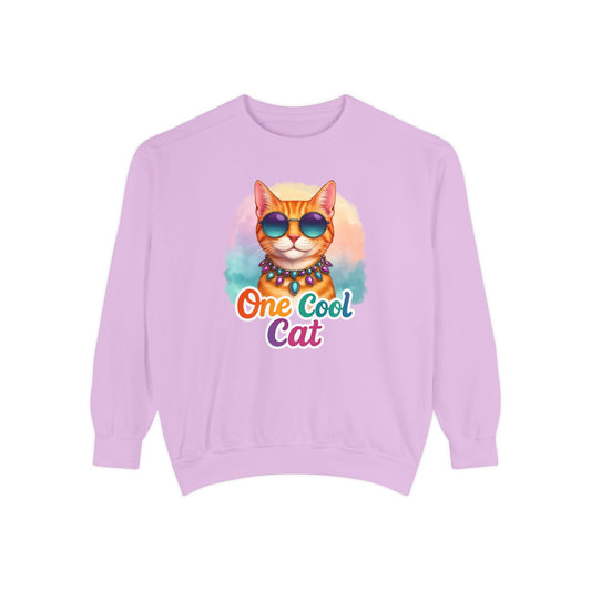 One Cool Cat Unisex Crewneck – Colorful Vibrant Comfort Colors Midweight Sweatshirt