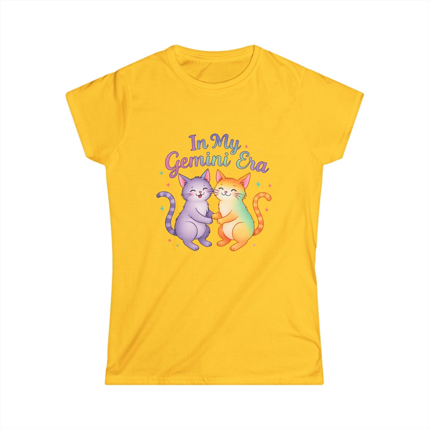 In My Gemini Era Women’s Softstyle Tee – Empowering Zodiac Cat Shirt