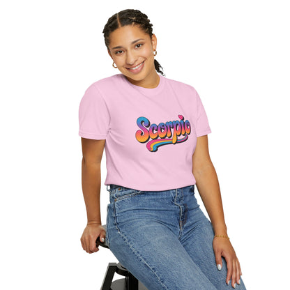 Scorpio Retro Groovy Tee – Multicolor Zodiac Shirt