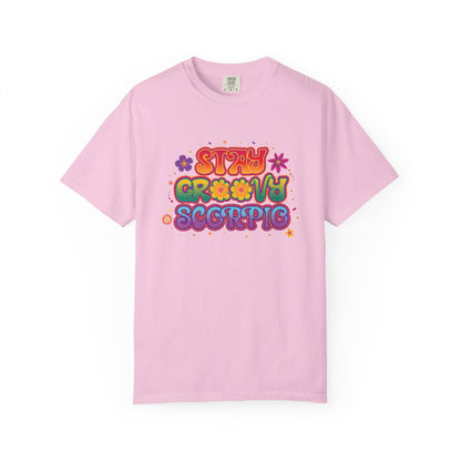 Stay Groovy Scorpio Tee – Groovy Flower Power Zodiac Shirt