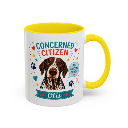 Personalized Dog Mug "Concerned Citizen" | Custom Pet Color Accent Mug with Dog Photo & Name | Funny Dog Lover Gift