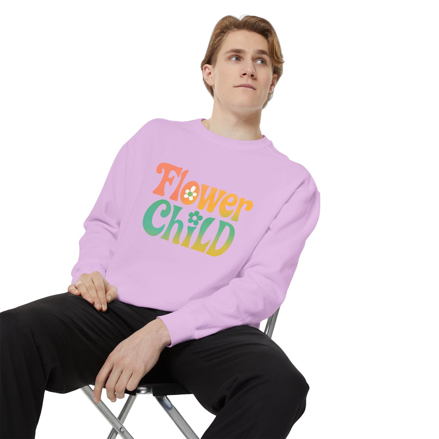 Flower Child Unisex Crewneck – Groovy Flower Power Comfort Colors Midweight Sweatshirt