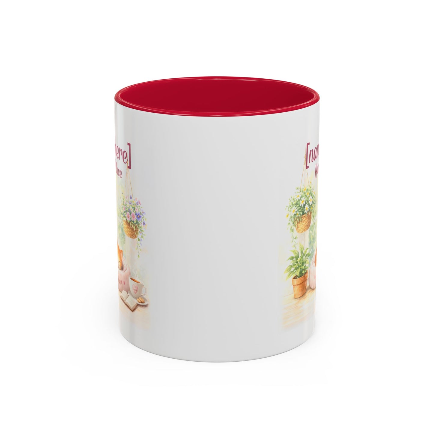 Personalized Name Cat Mug - Custom "Happy Place" Ceramic Mug for Cat Lovers