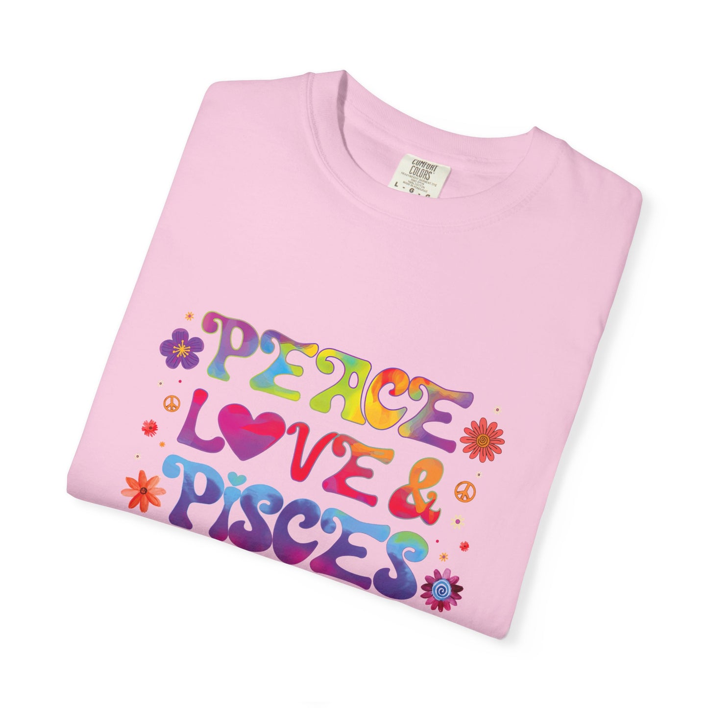 Peace Love & Pisces Tee – Retro Colorful Zodiac Shirt