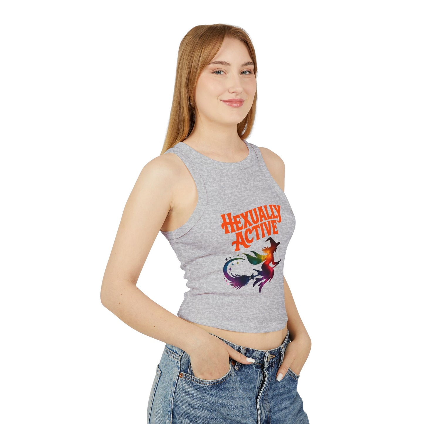 Hexually Active - Fun Witch Racerback Cropped Tank