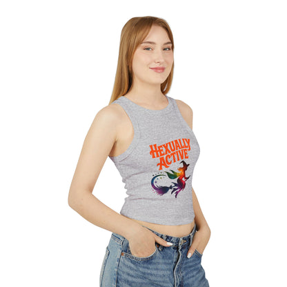 Hexually Active - Fun Witch Racerback Cropped Tank