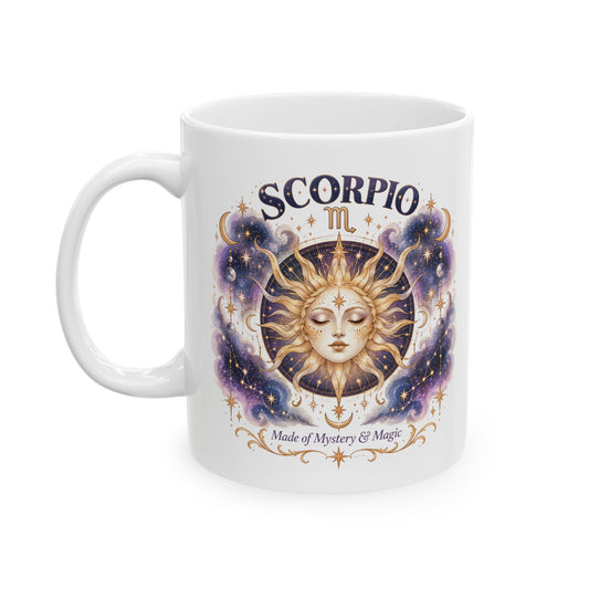 Scorpio Zodiac Mug 11oz and 15oz | Celestial Sun Coffee Cup