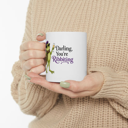Darling, You’re Ribbiting Frog Mug | Funny Fashion Frog Affirmation Coffee Mug