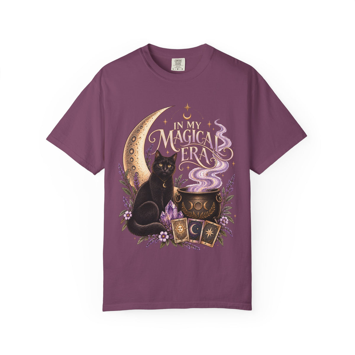 Witchy Floral Black Cat Shirt - In My Magical Era Vintage Celestial Tee