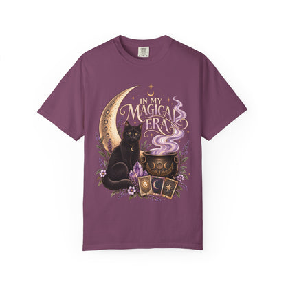 Witchy Floral Black Cat Shirt - In My Magical Era Vintage Celestial Tee