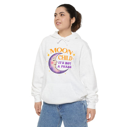 Moon Child Not a Phase Unisex Hoodie – Colorful Celestial Comfort Colors Midweight Hoodie