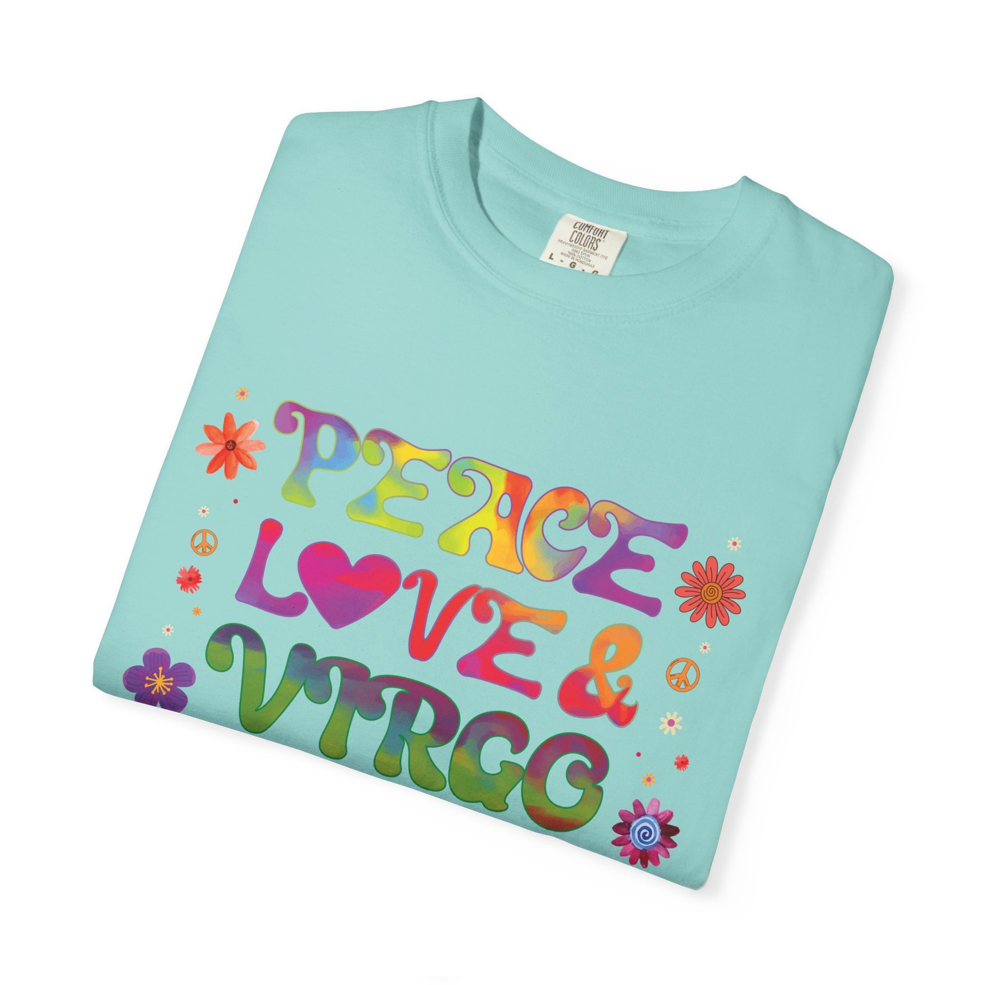 Peace Love & Virgo – Retro Hippie Zodiac Tee