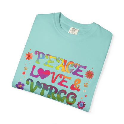 Peace Love & Virgo – Retro Hippie Zodiac Tee