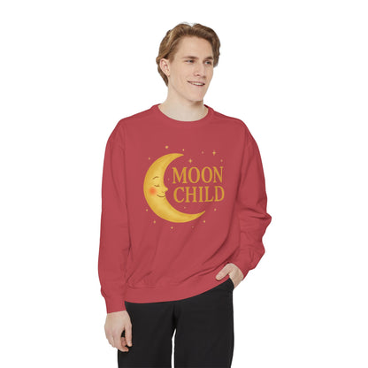 Moon Child Unisex Crewneck – Vibrant Celestial Comfort Colors Midweight Sweatshirt