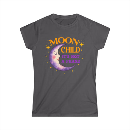 Moon Child Women’s Softstyle Tee – Empowering Celestial Colorful Shirt
