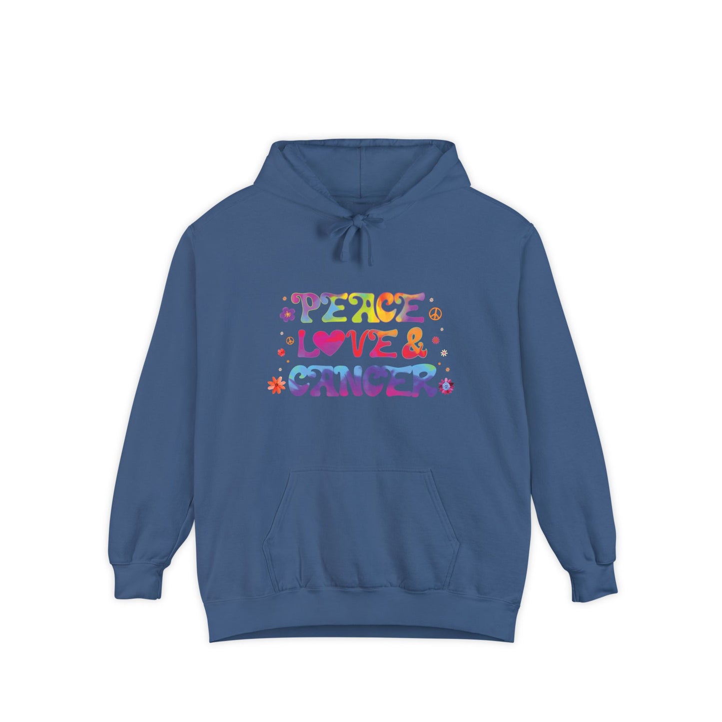 Peace Love & Cancer Unisex Hoodie – Groovy Retro Comfort Colors Midweight Hoodie