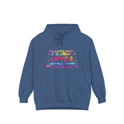 Peace Love & Cancer Unisex Hoodie – Groovy Retro Comfort Colors Midweight Hoodie