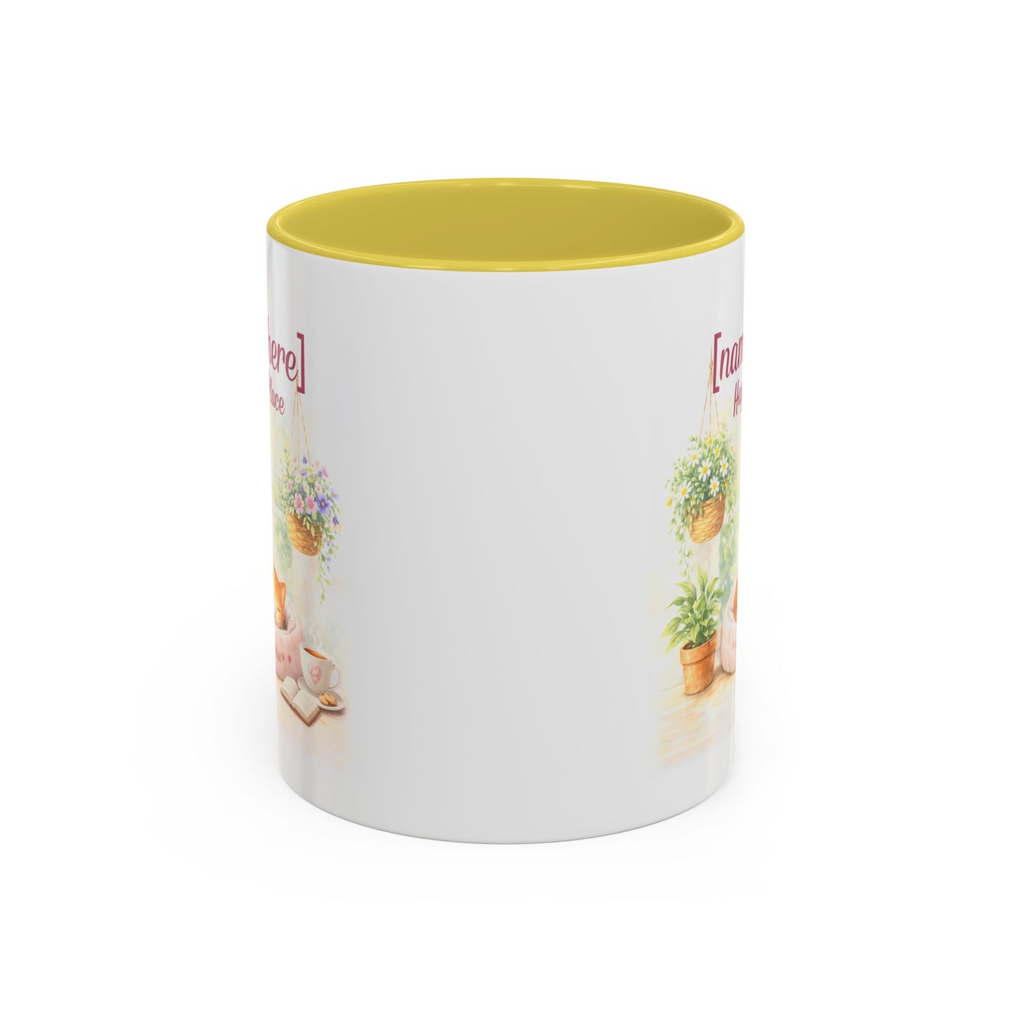 Personalized Name Cat Mug - Custom "Happy Place" Ceramic Mug for Cat Lovers