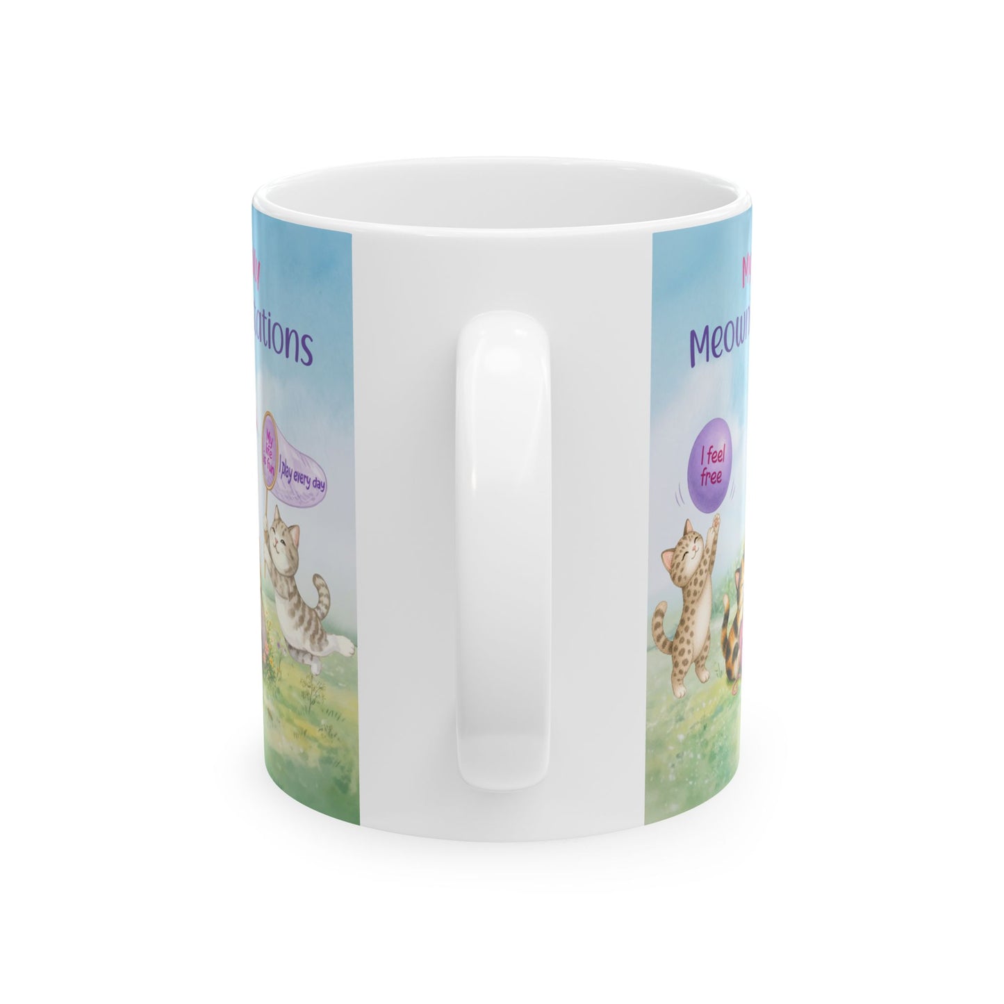 Daily Meownifistations Mug - Positive Affirmation Cat Coffee Cup - Cute Motivational Gift for Cat Lovers
