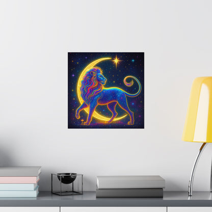Luminous Lion – Crescent Moon Wall Art Print (Leo Zodiac Inspired)