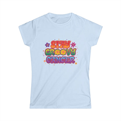Stay Groovy Cancer Women’s Softstyle Tee – Empowering Retro Zodiac Shirt