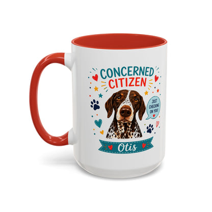 Personalized Dog Mug "Concerned Citizen" | Custom Pet Color Accent Mug with Dog Photo & Name | Funny Dog Lover Gift