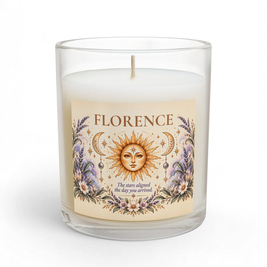 Personalized Boho Celestial Candle with Name