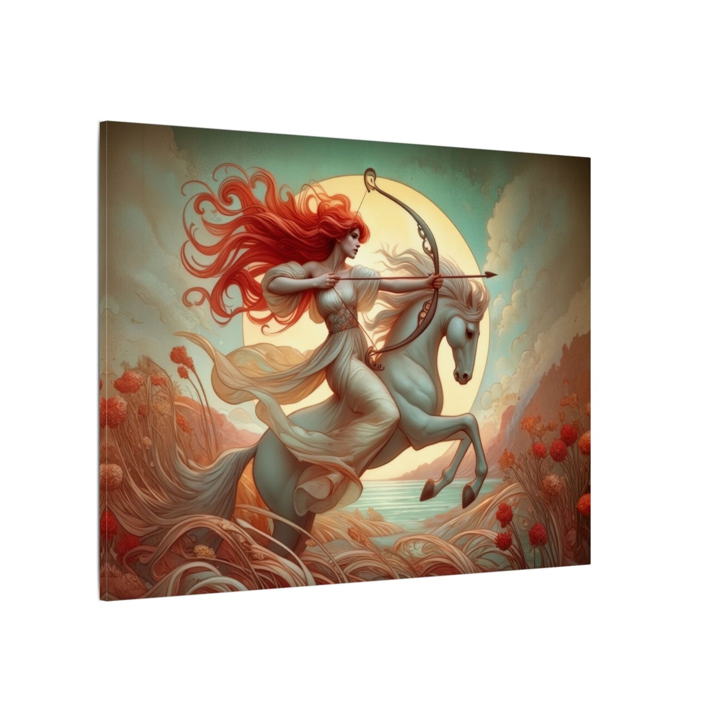 Sagittarius Zodiac Wall Art, Archer Goddess Canvas Print, Astrology Home Decor, Sagittarius Gift for Her, Celestial Centaur Painting, Star Sign Wall Decor