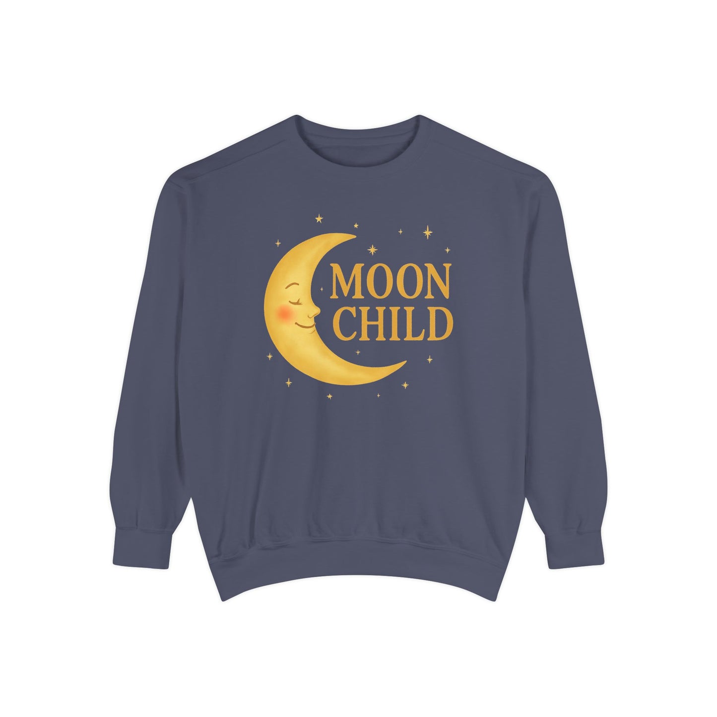Moon Child Unisex Crewneck – Vibrant Celestial Comfort Colors Midweight Sweatshirt