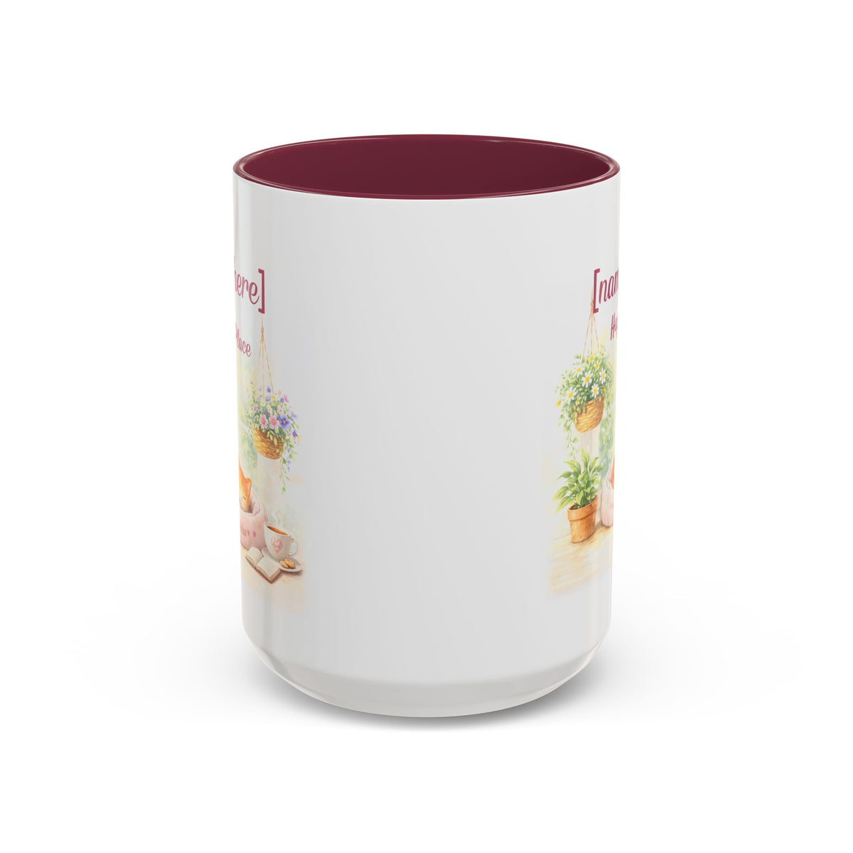 Personalized Name Cat Mug - Custom "Happy Place" Ceramic Mug for Cat Lovers