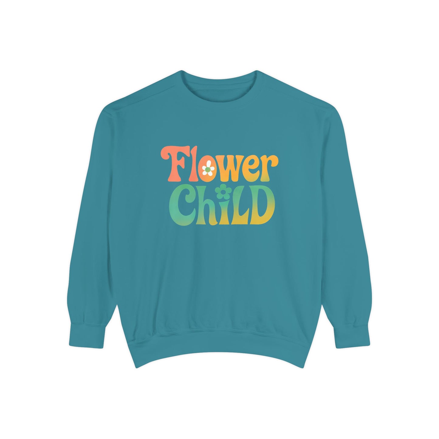 Flower Child Unisex Crewneck – Groovy Flower Power Comfort Colors Midweight Sweatshirt