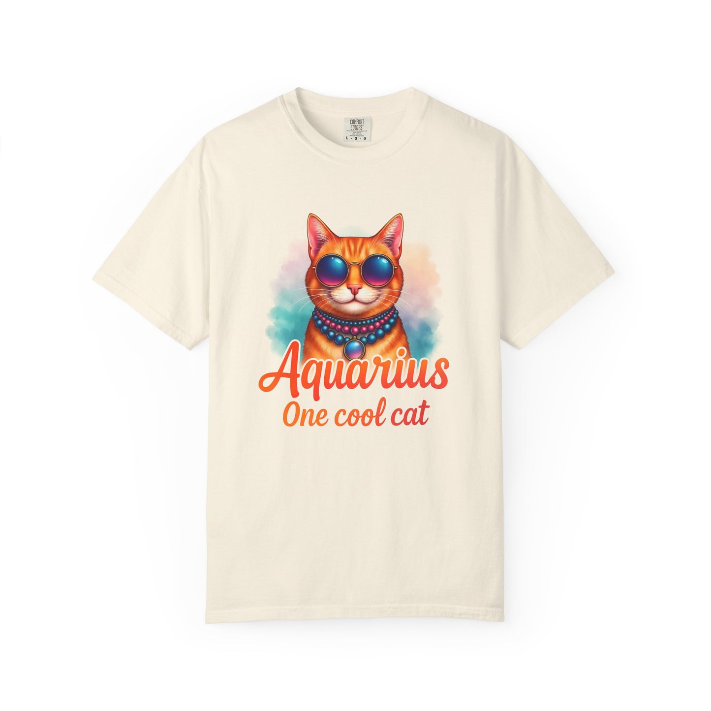 Aquarius One Cool Cat – Funky Retro Zodiac Tee - Enchanted Sky