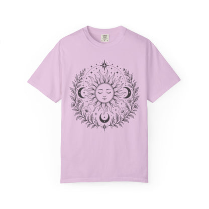 Boho Spiritual Sun and Floral Hippie Unisex T-Shirt