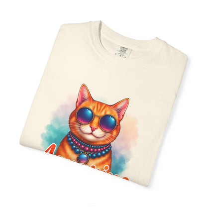 Aquarius One Cool Cat – Funky Retro Zodiac Tee - Enchanted Sky
