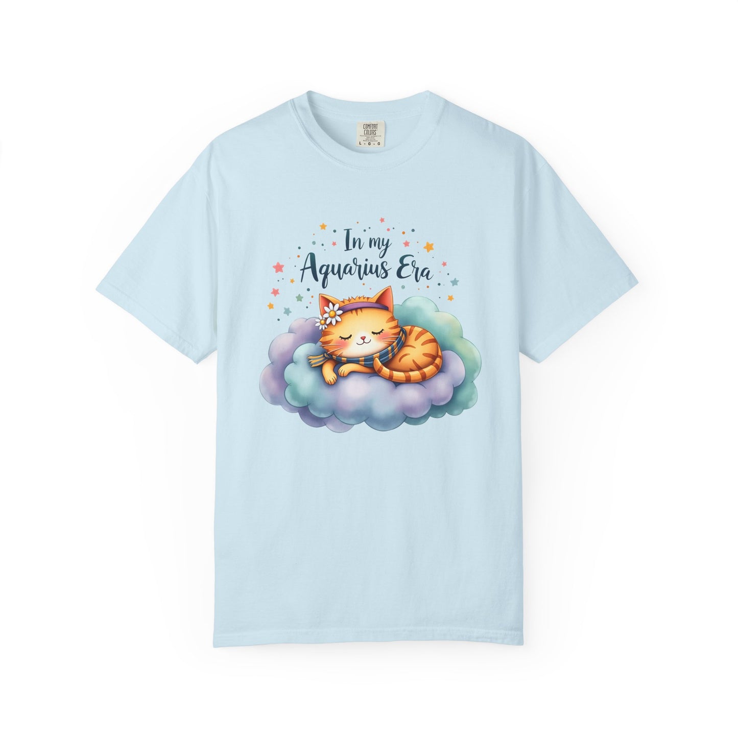 In My Aquarius Era Tee – Colorful Zodiac Cat Shirt