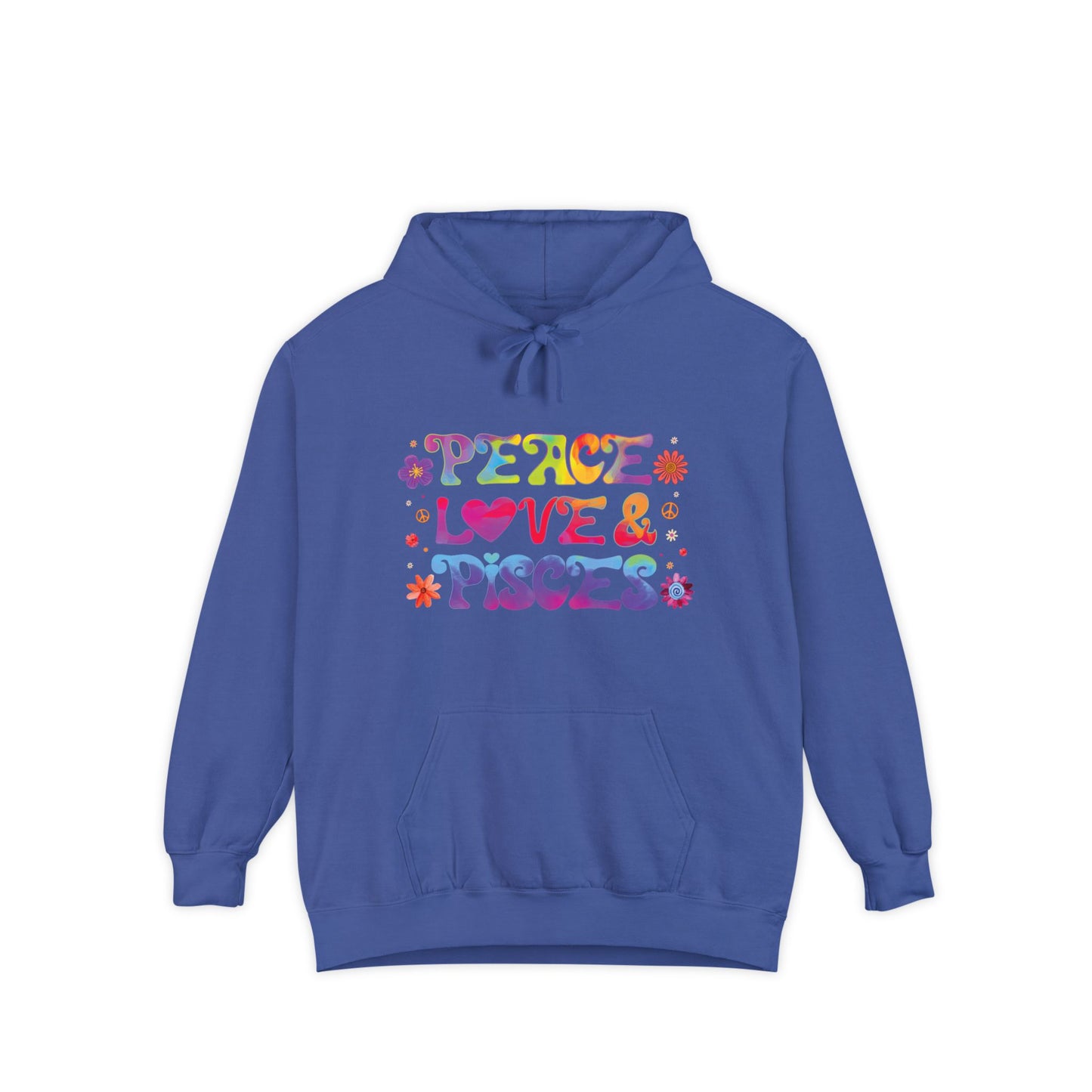 Peace Love & Pisces Unisex Hoodie – Groovy Retro Comfort Colors Midweight Hoodie
