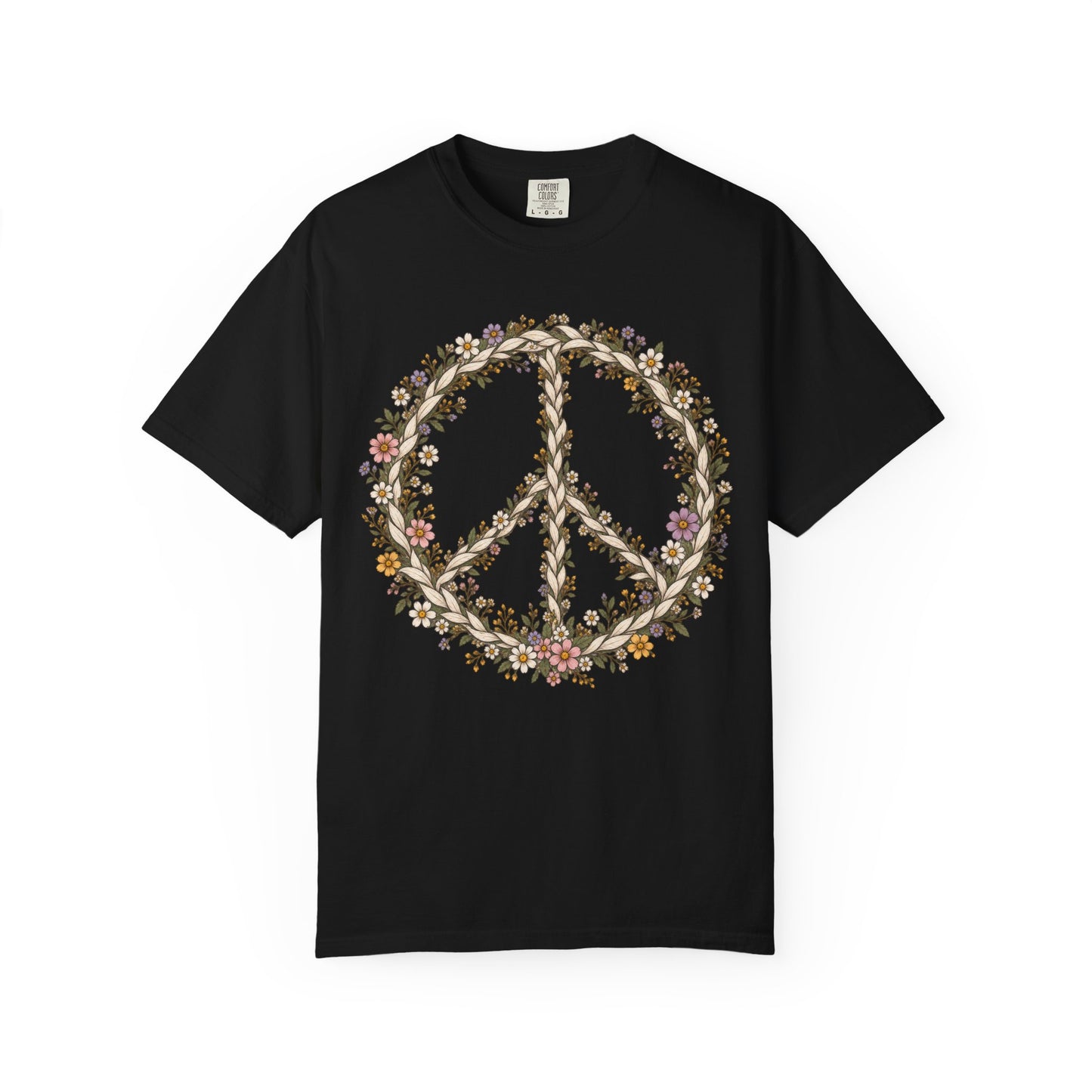Boho Vintage Wildflower Peace Sign T-Shirt