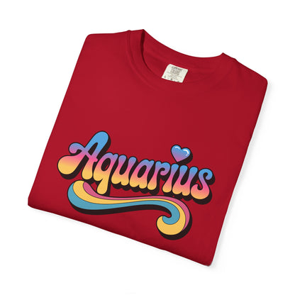 Aquarius – Retro Groovy Zodiac Tee