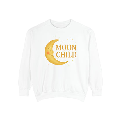 Moon Child Unisex Crewneck – Vibrant Celestial Comfort Colors Midweight Sweatshirt