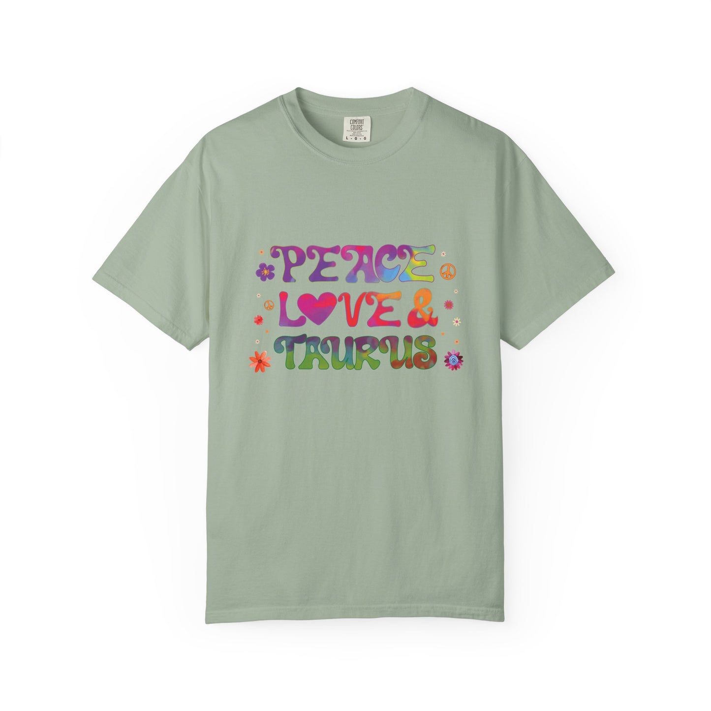 Peace Love & Taurus – Earthy Retro Zodiac Tee