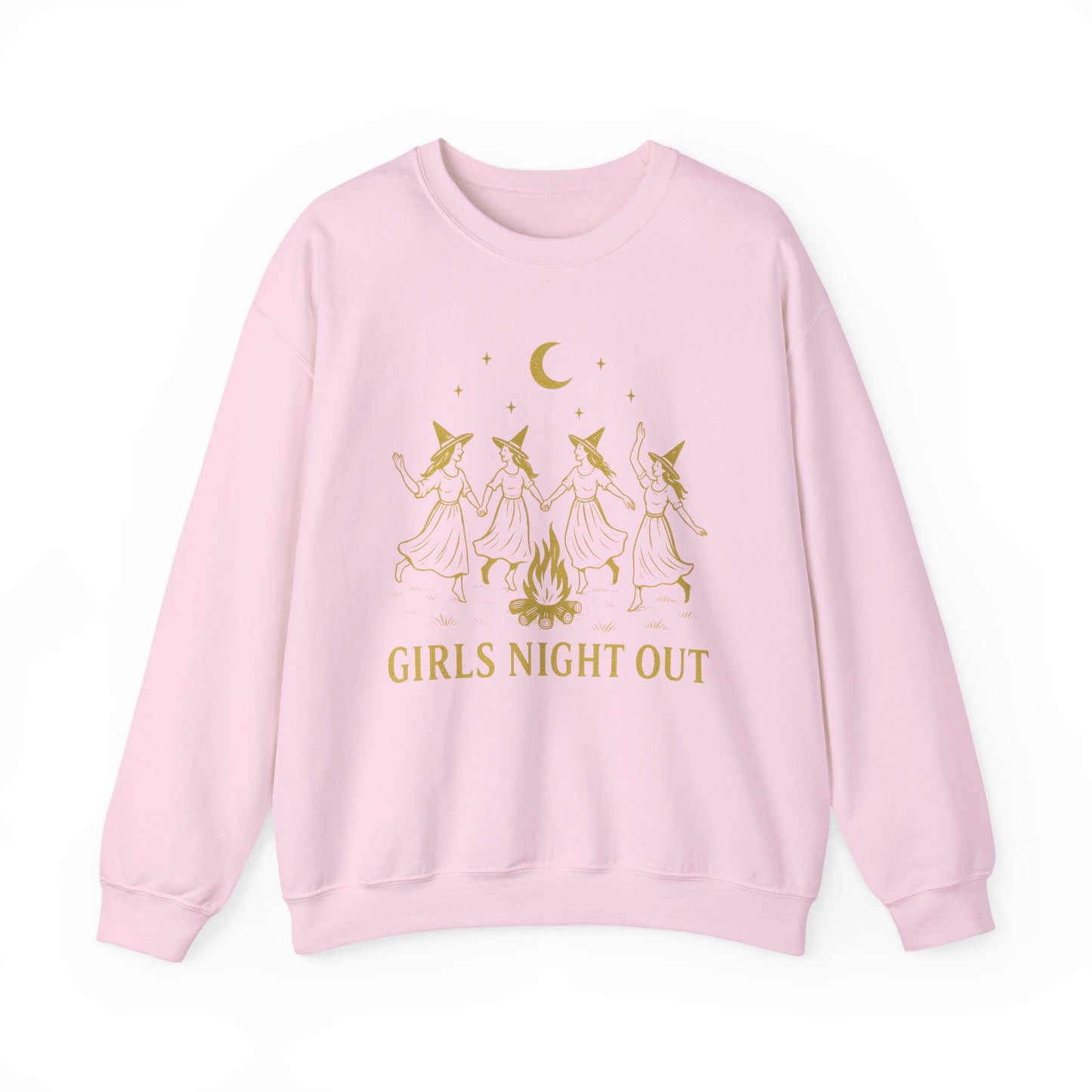 Girls Night Out Crewneck Sweatshirt – Dancing Witches Bonfire Graphic (Unisex)