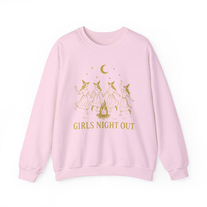 Girls Night Out Crewneck Sweatshirt – Dancing Witches Bonfire Graphic (Unisex)