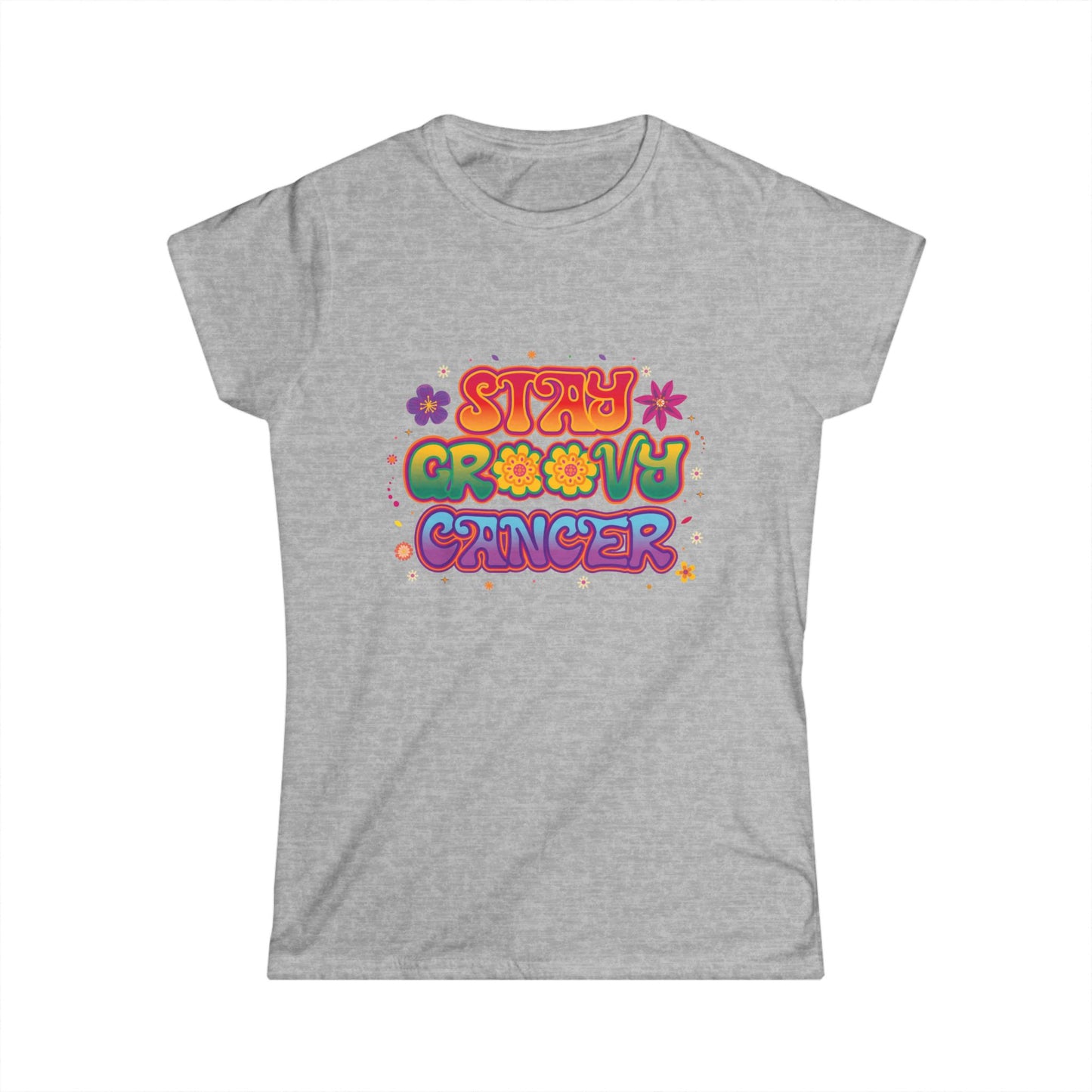 Stay Groovy Cancer Women’s Softstyle Tee – Empowering Retro Zodiac Shirt