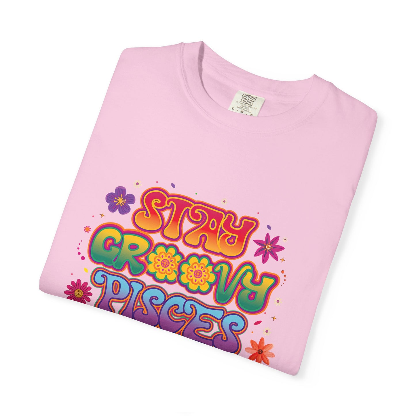 Stay Groovy Pisces - Retro Flower Power Zodiac Tee